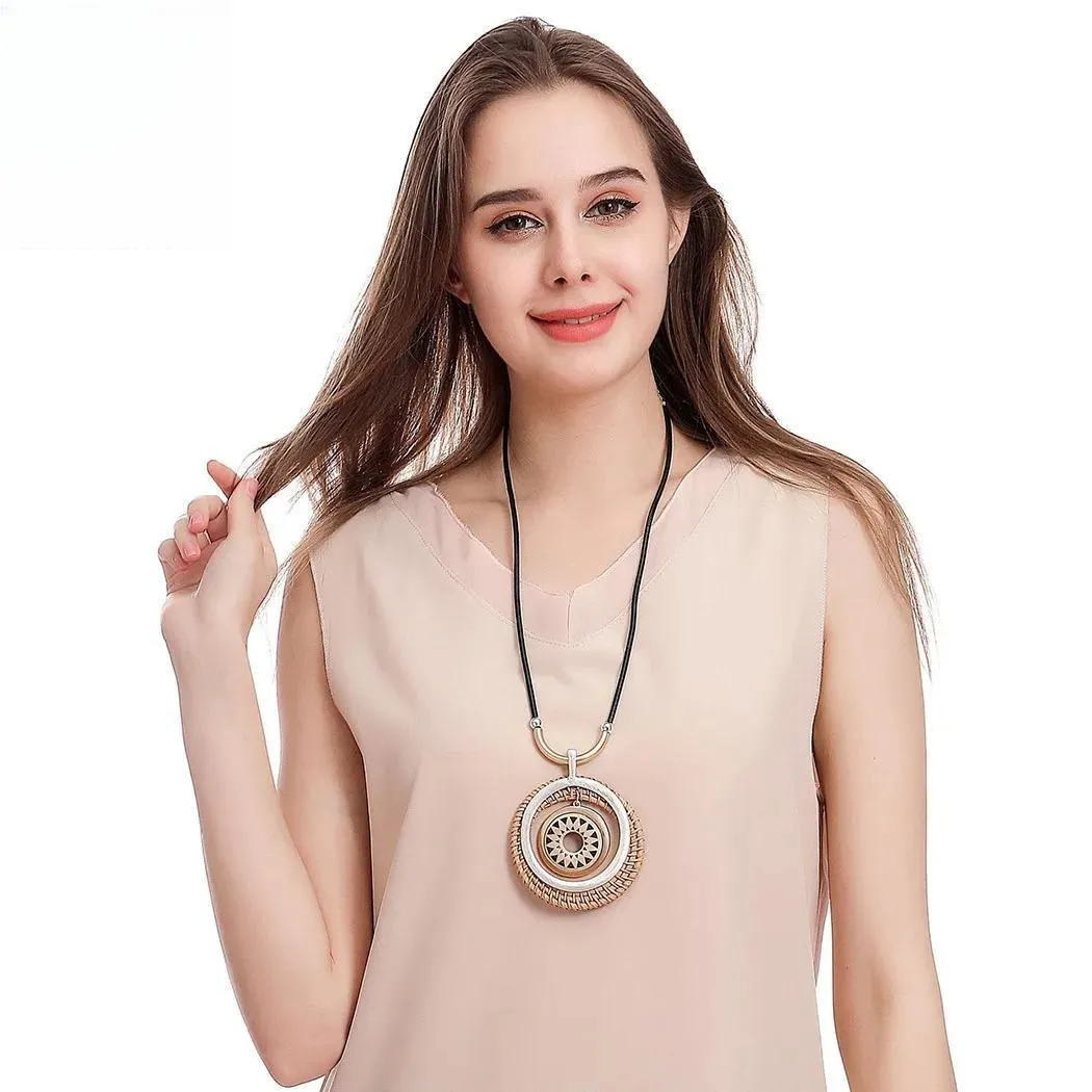 Gold Color Long Chain Necklace  Korean Fashion Suspension Pendant