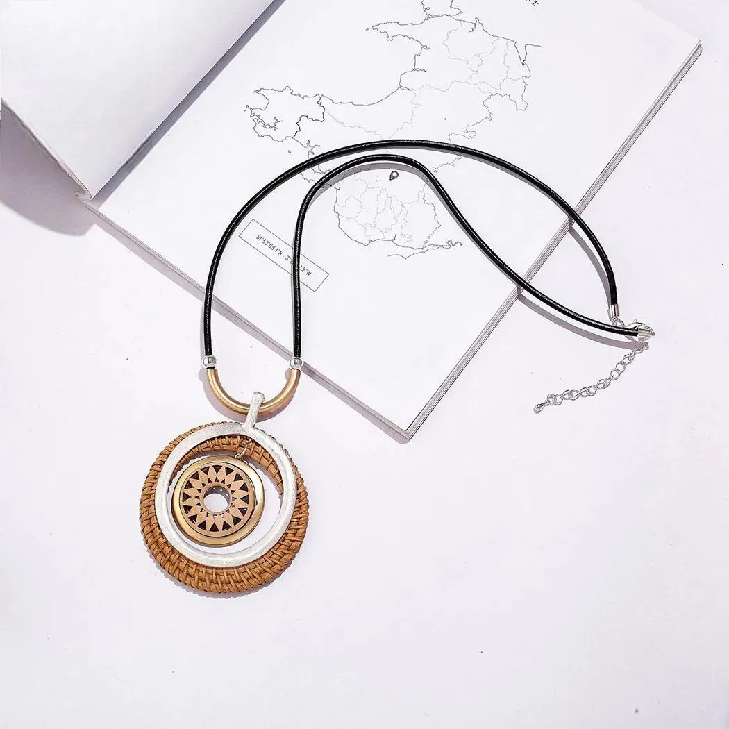 Gold Color Long Chain Necklace  Korean Fashion Suspension Pendant