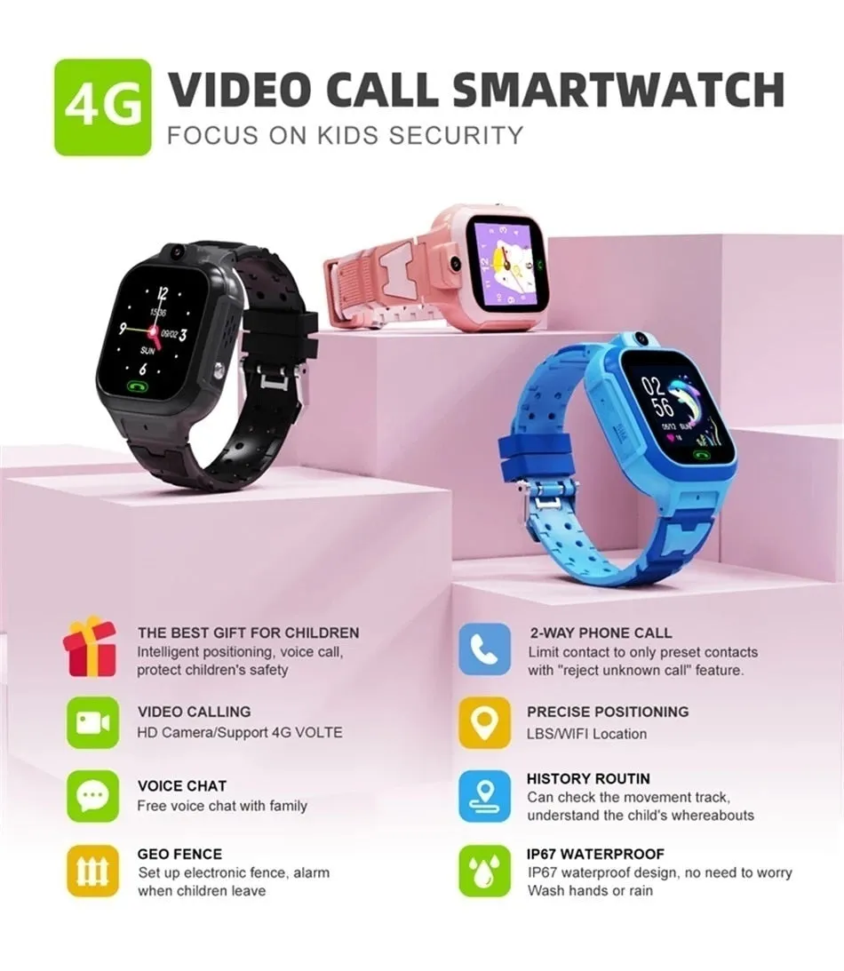 GPS HD Camera 4G Smart Watch Kids