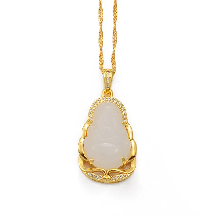 Green Blue Pink White Buddha Pendant Necklaces