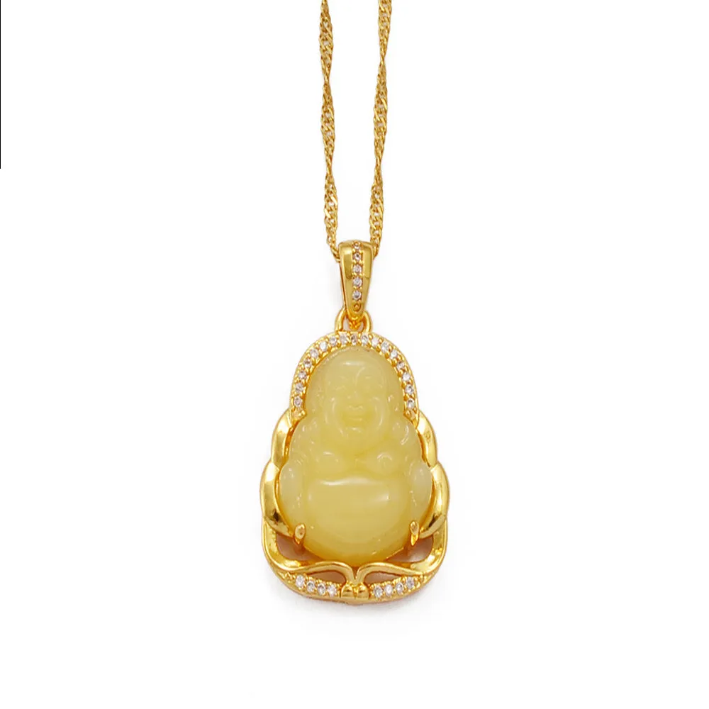 Green Blue Pink White Buddha Pendant Necklaces