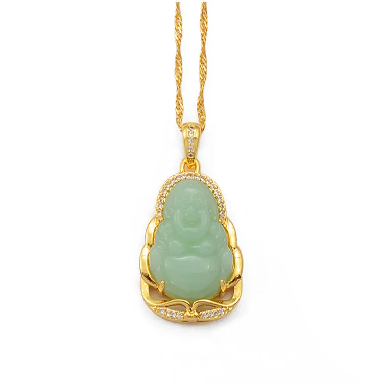 Green Blue Pink White Buddha Pendant Necklaces