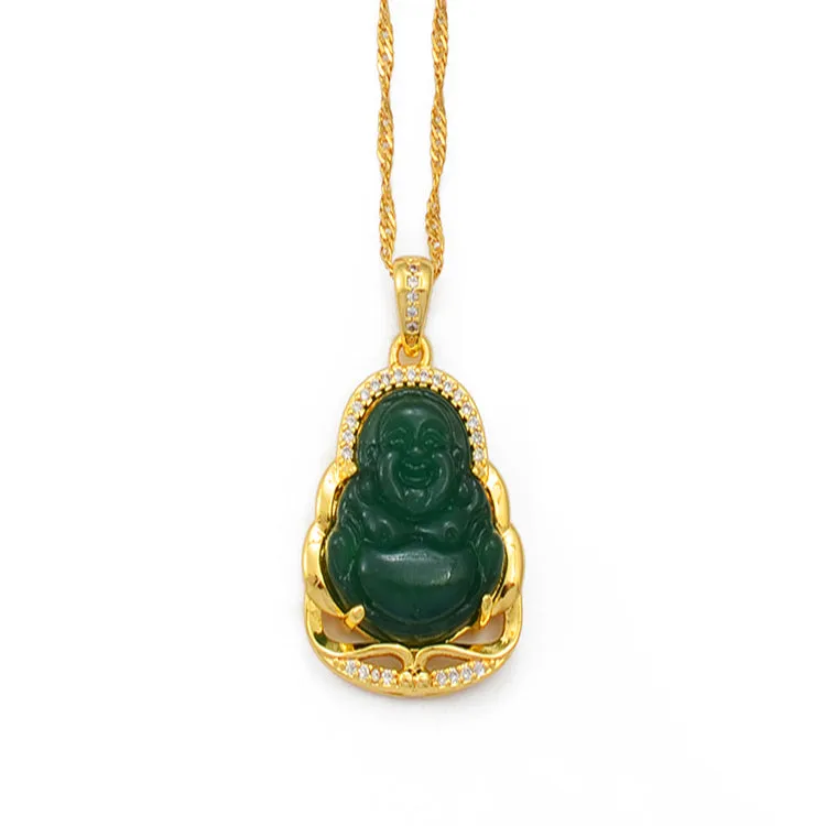Green Blue Pink White Buddha Pendant Necklaces