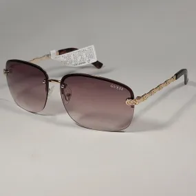 Guess Rimless Sunglasses Gold Tone  Frame Metal Brown Gradient Lens GF0388 32F