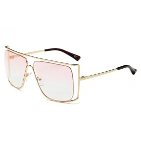 HAMEL | CA01 - Women's Trendy Oversize Flat Top Metal Frame Sunglasses