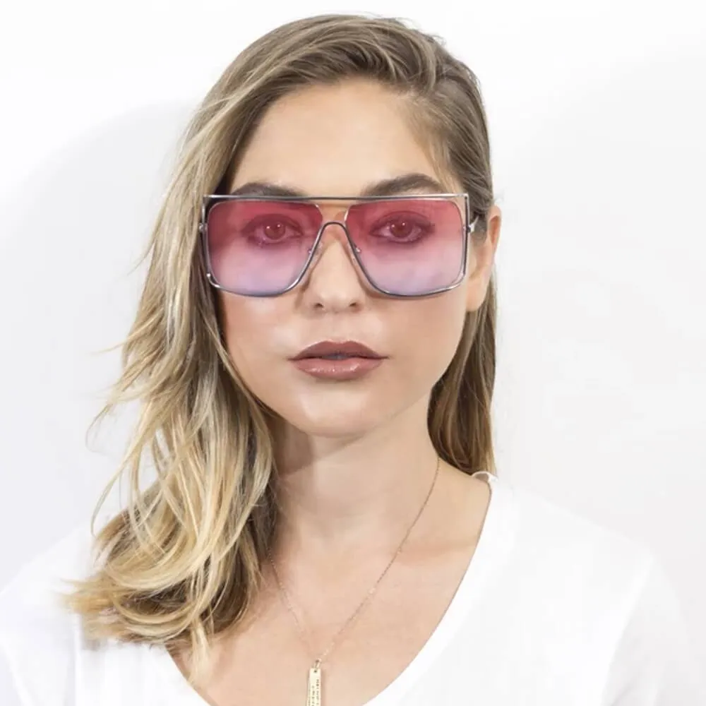 HAMEL | CA01 - Women's Trendy Oversize Flat Top Metal Frame Sunglasses