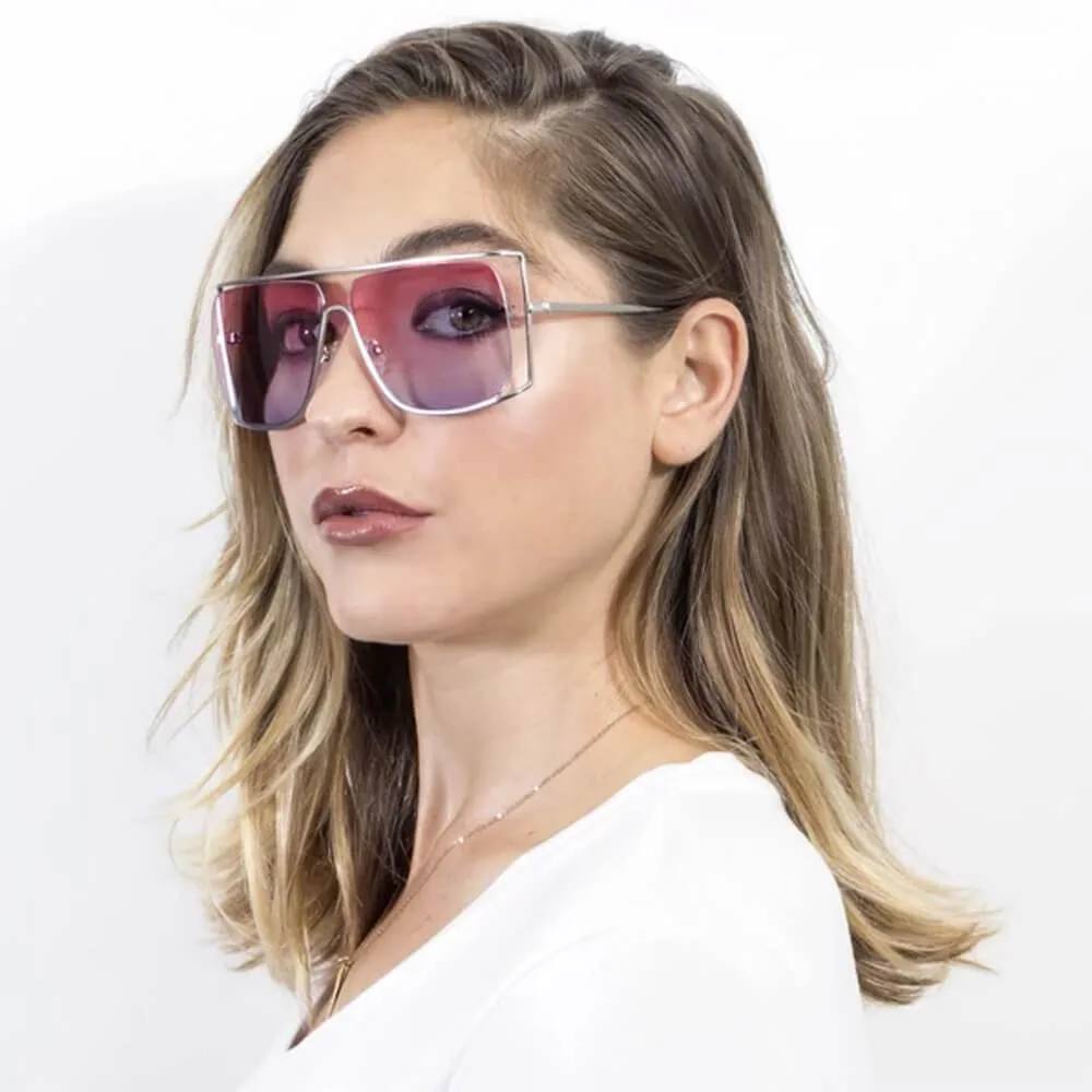 HAMEL | CA01 - Women's Trendy Oversize Flat Top Metal Frame Sunglasses