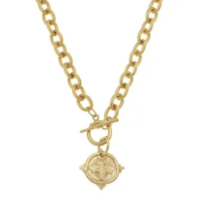 Handcast Gold Intaglio "Bee" Necklace.