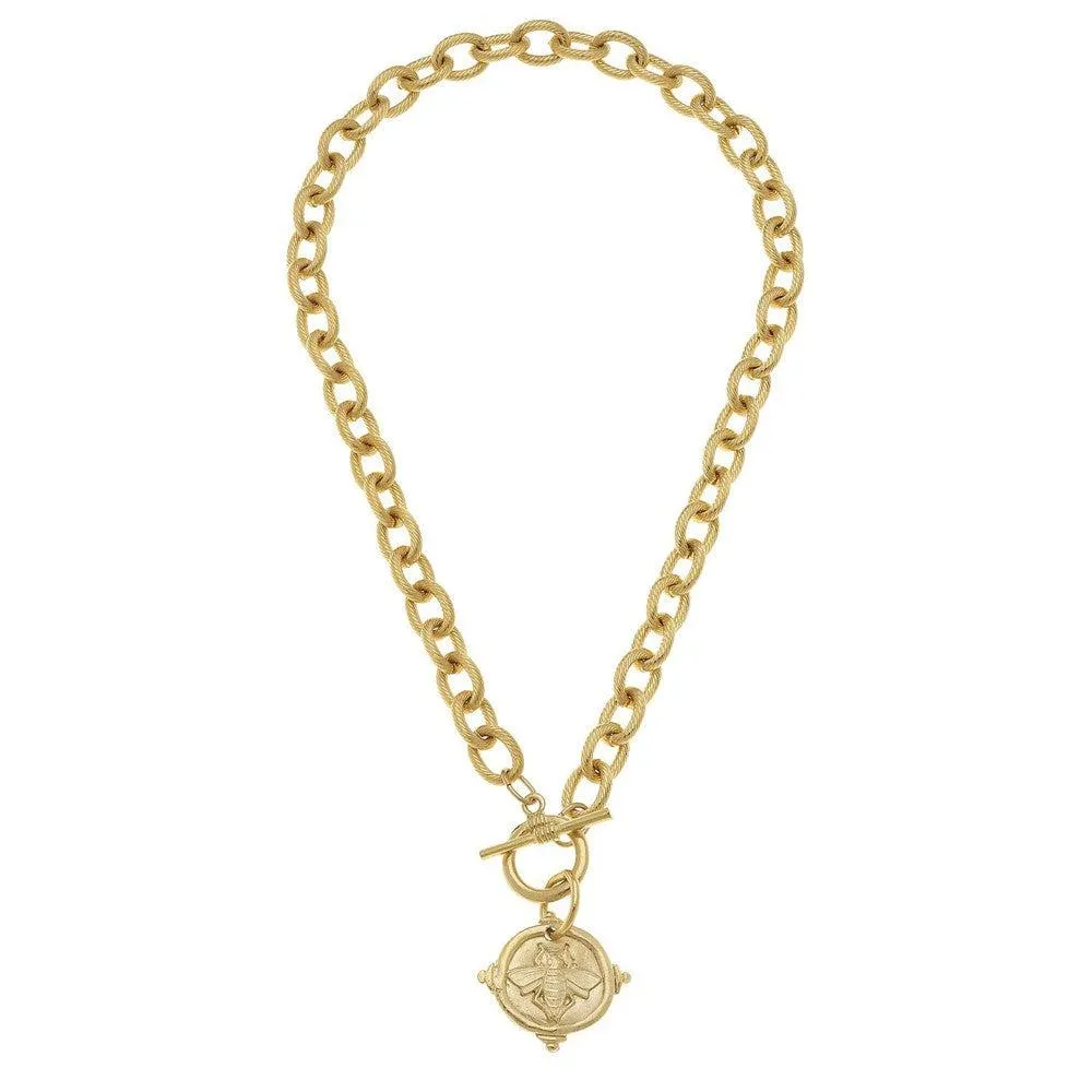 Handcast Gold Intaglio "Bee" Necklace.