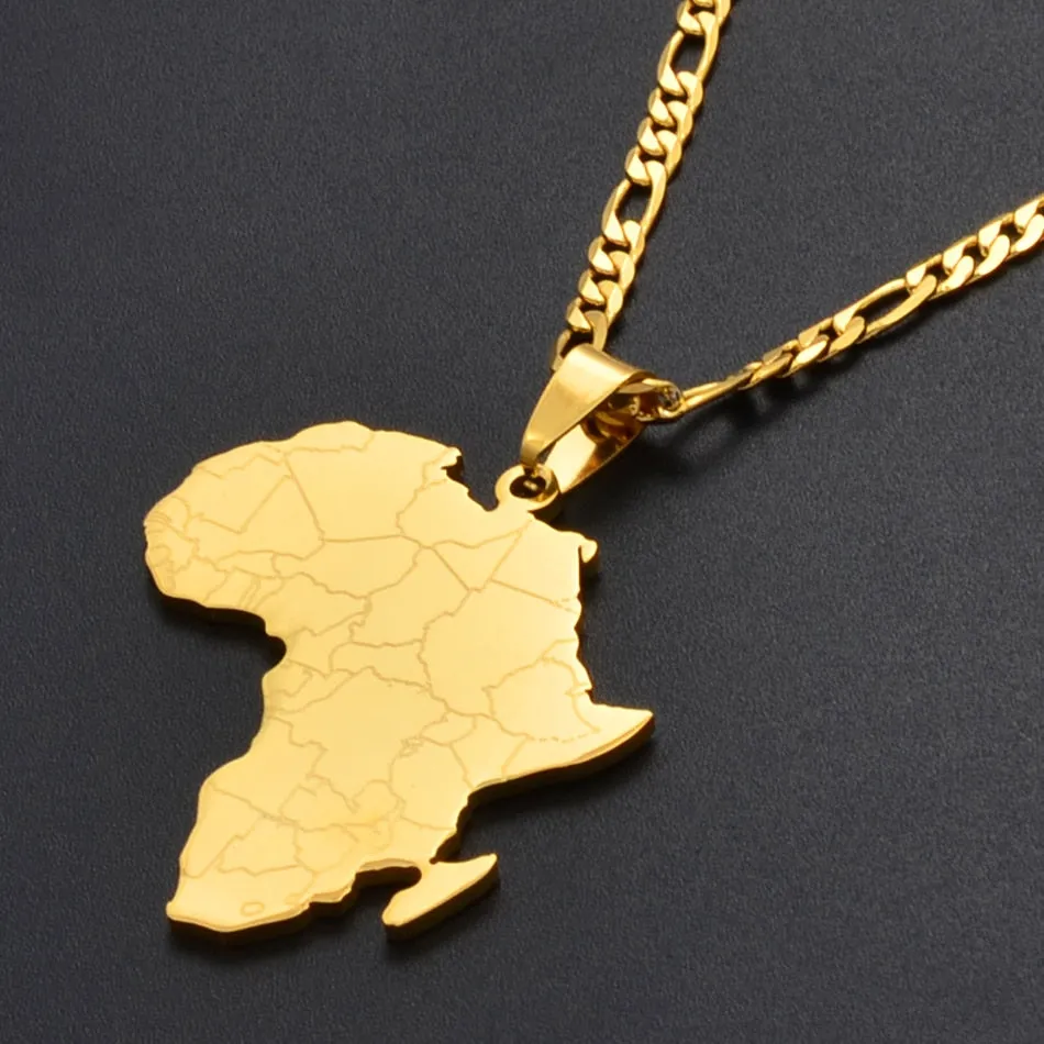 Hip-hop Style Africa Map Pendant Necklaces