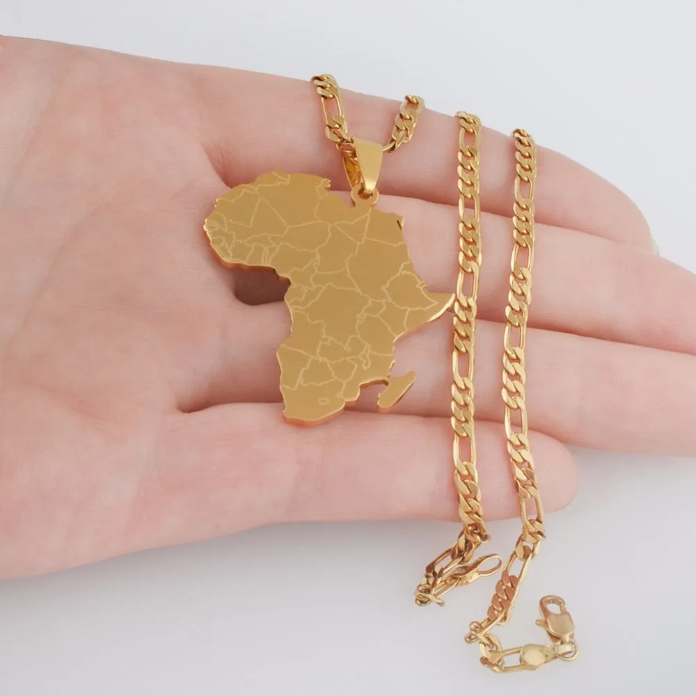 Hip-hop Style Africa Map Pendant Necklaces