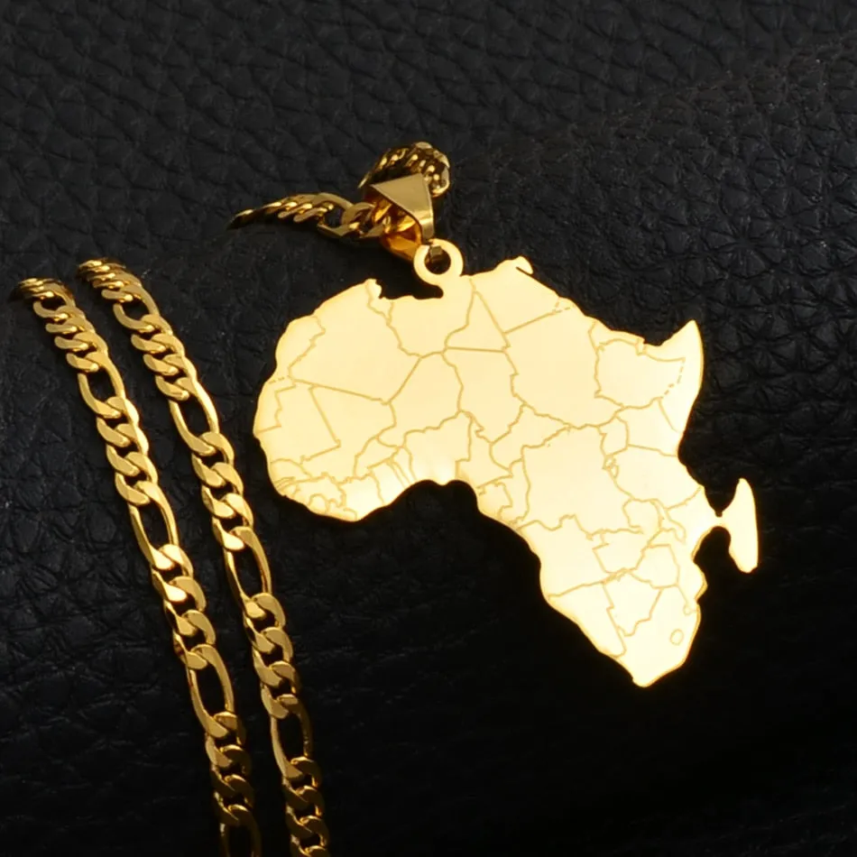 Hip-hop Style Africa Map Pendant Necklaces