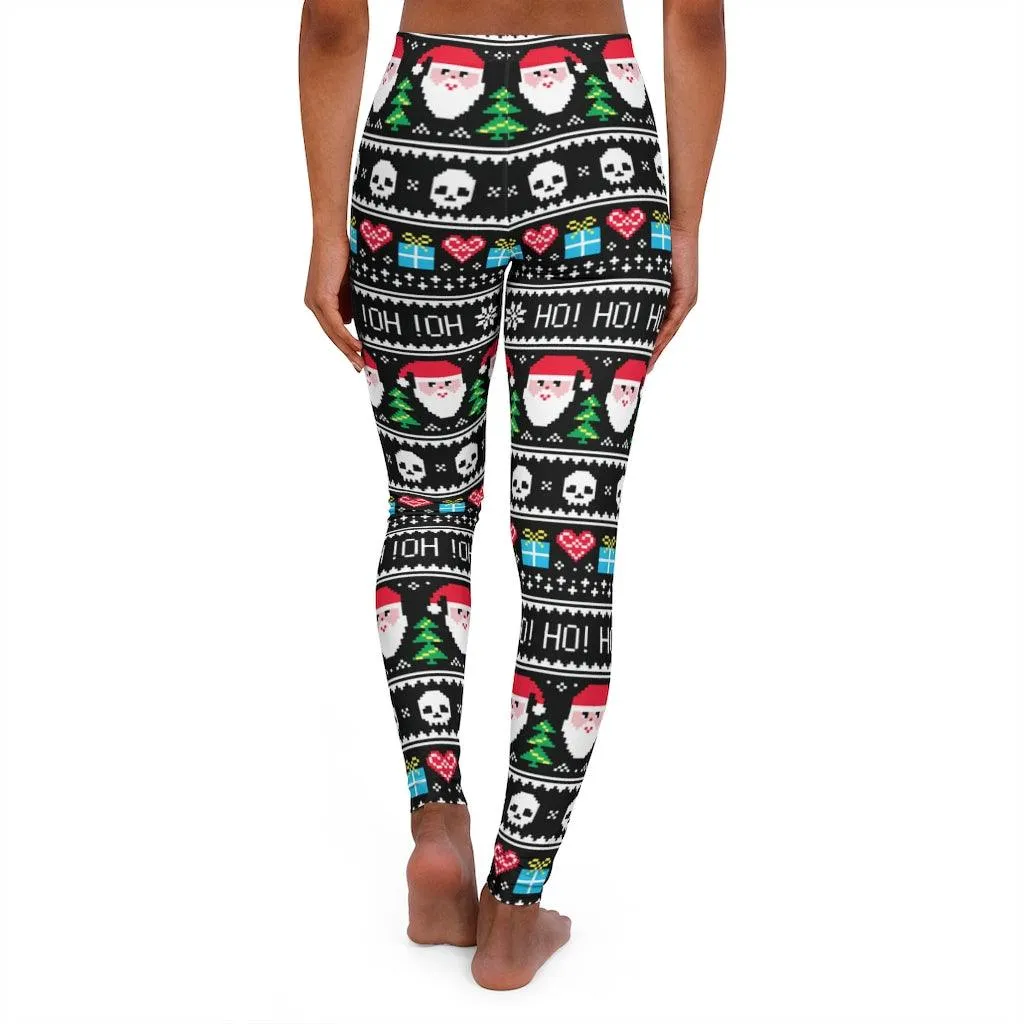 Ho Ho Ho Santa Skull Women's Spandex Leggings