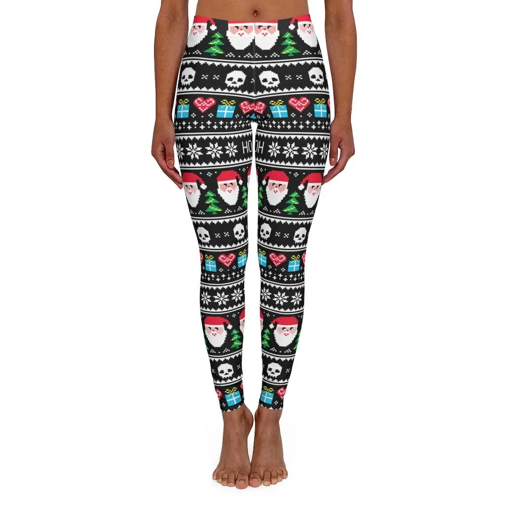 Ho Ho Ho Santa Skull Women's Spandex Leggings