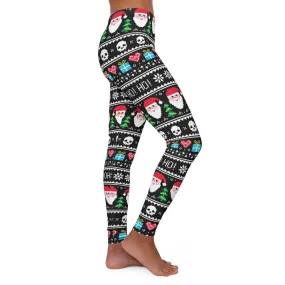Ho Ho Ho Santa Skull Women's Spandex Leggings