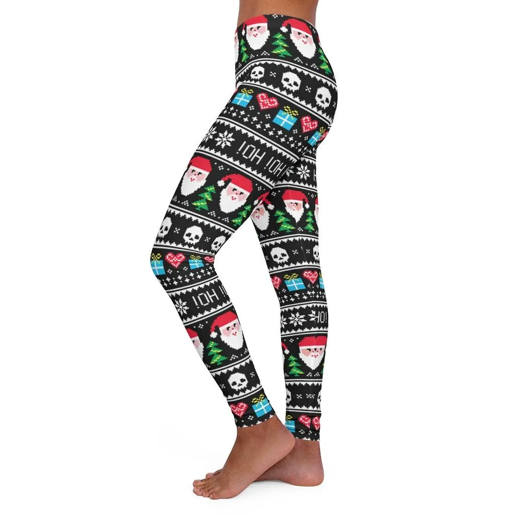 Ho Ho Ho Santa Skull Women's Spandex Leggings