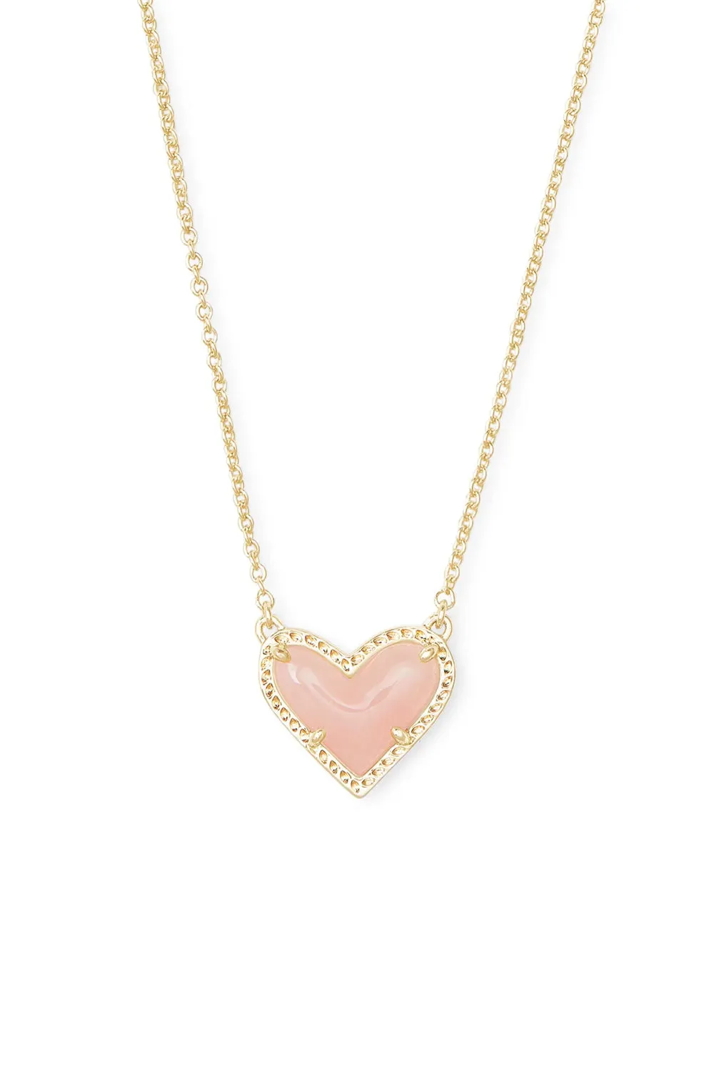 Kendra Scott: Ari Heart Gold Pendant Necklace Boxed - Rose Quartz