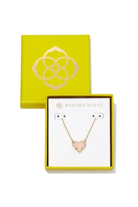 Kendra Scott: Ari Heart Gold Pendant Necklace Boxed - Rose Quartz