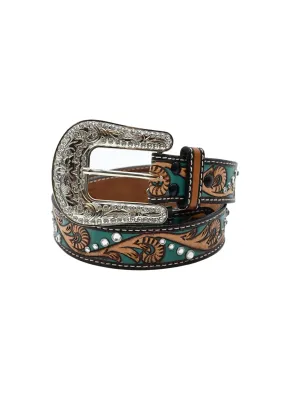 Ladies Angel Ranch Belt- Turquoise/Tan