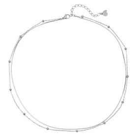 Layered Bobble Chain Necklace Silver