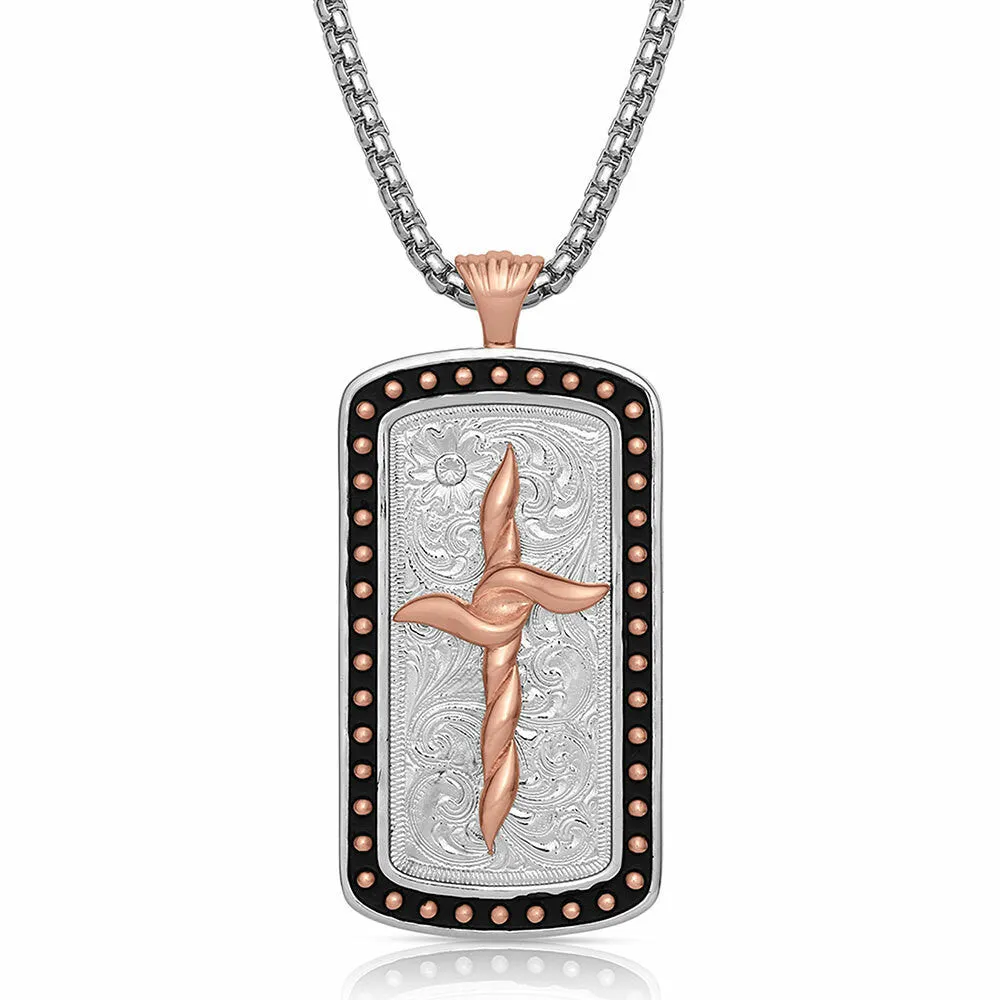 Legends Cross Dog Tag Necklace by Montana Silversmiths NC4819