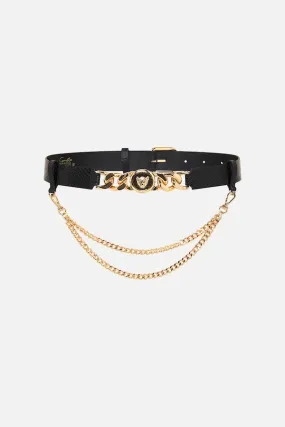 LEOPARD BUTTON BELT WITH CHAIN