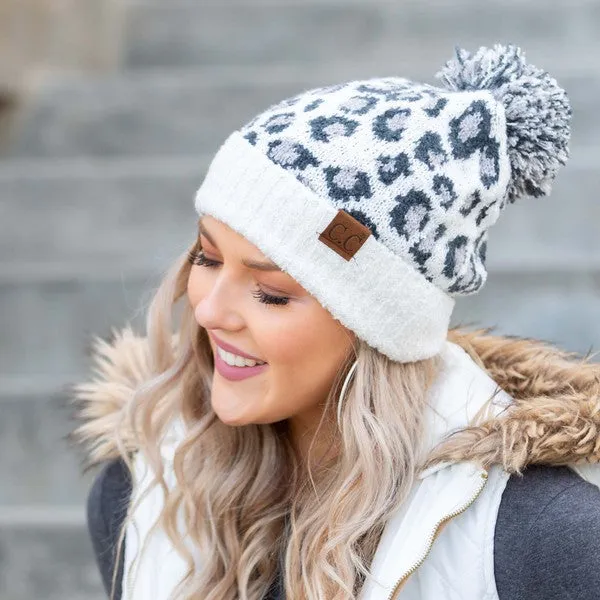Leopard Pompom Beanie