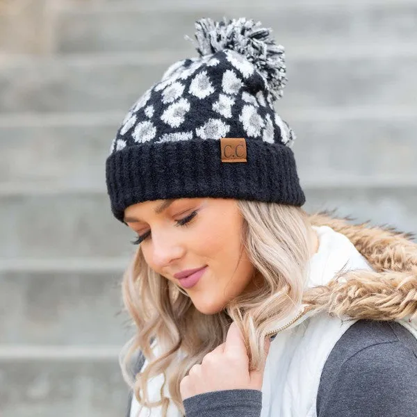 Leopard Pompom Beanie