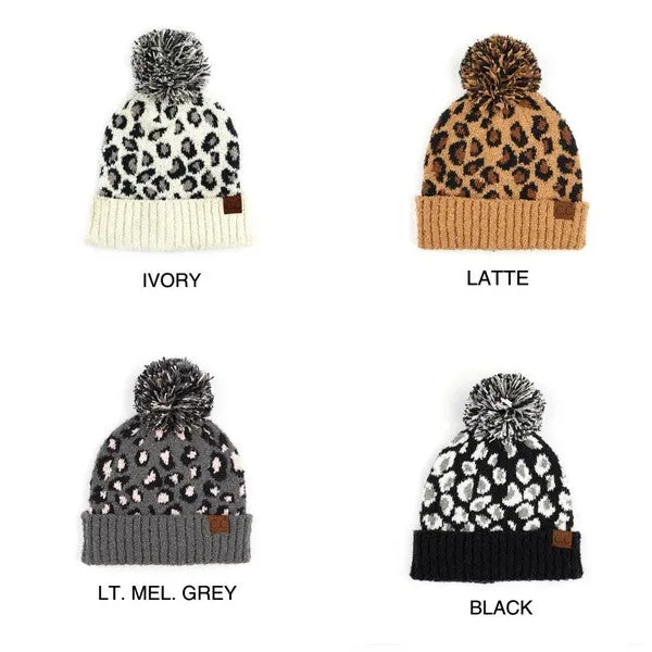 Leopard Pompom Beanie