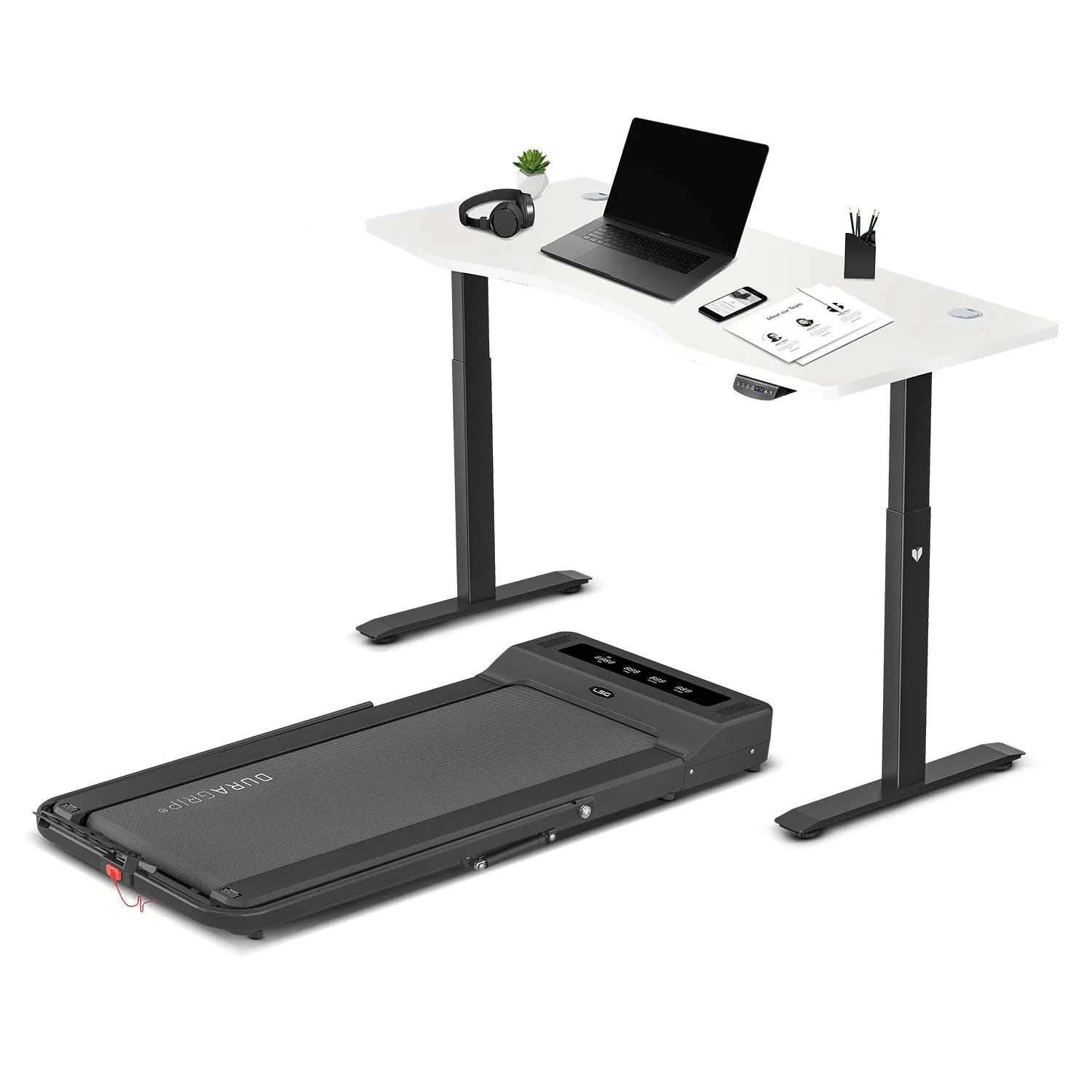 LSG Nimbus Walking Pad Treadmill   White ErgoDesk Automatic Standing Desk 1500mm