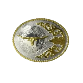 M&F Nocona Men's Oval Floral Embossed Longhorn Buckle
