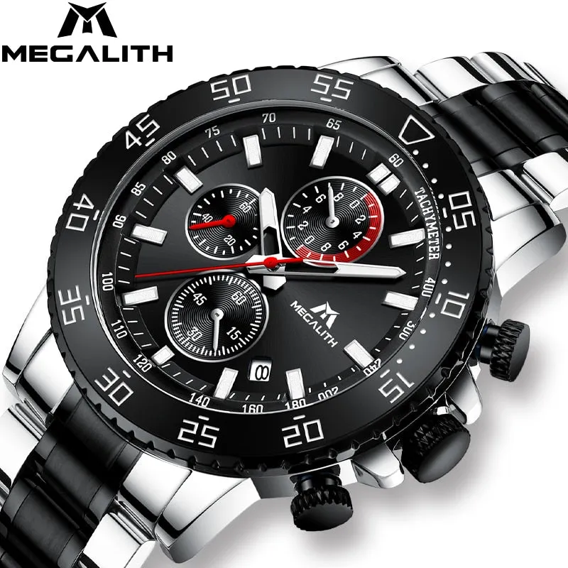 MEGALITH Military Style Waterproof Watch for Men with Chronograph