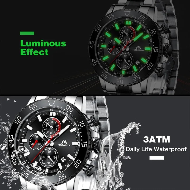 MEGALITH Military Style Waterproof Watch for Men with Chronograph