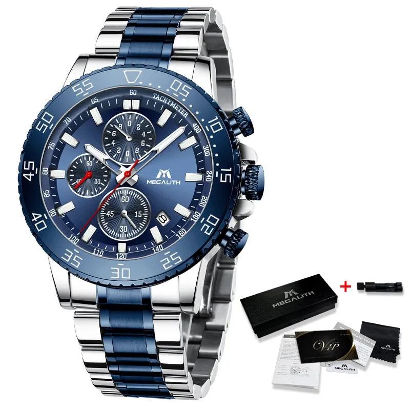 MEGALITH Military Style Waterproof Watch for Men with Chronograph