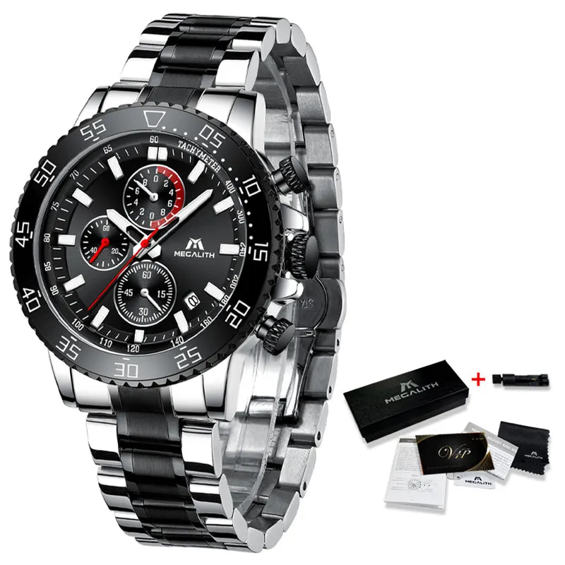 MEGALITH Military Style Waterproof Watch for Men with Chronograph