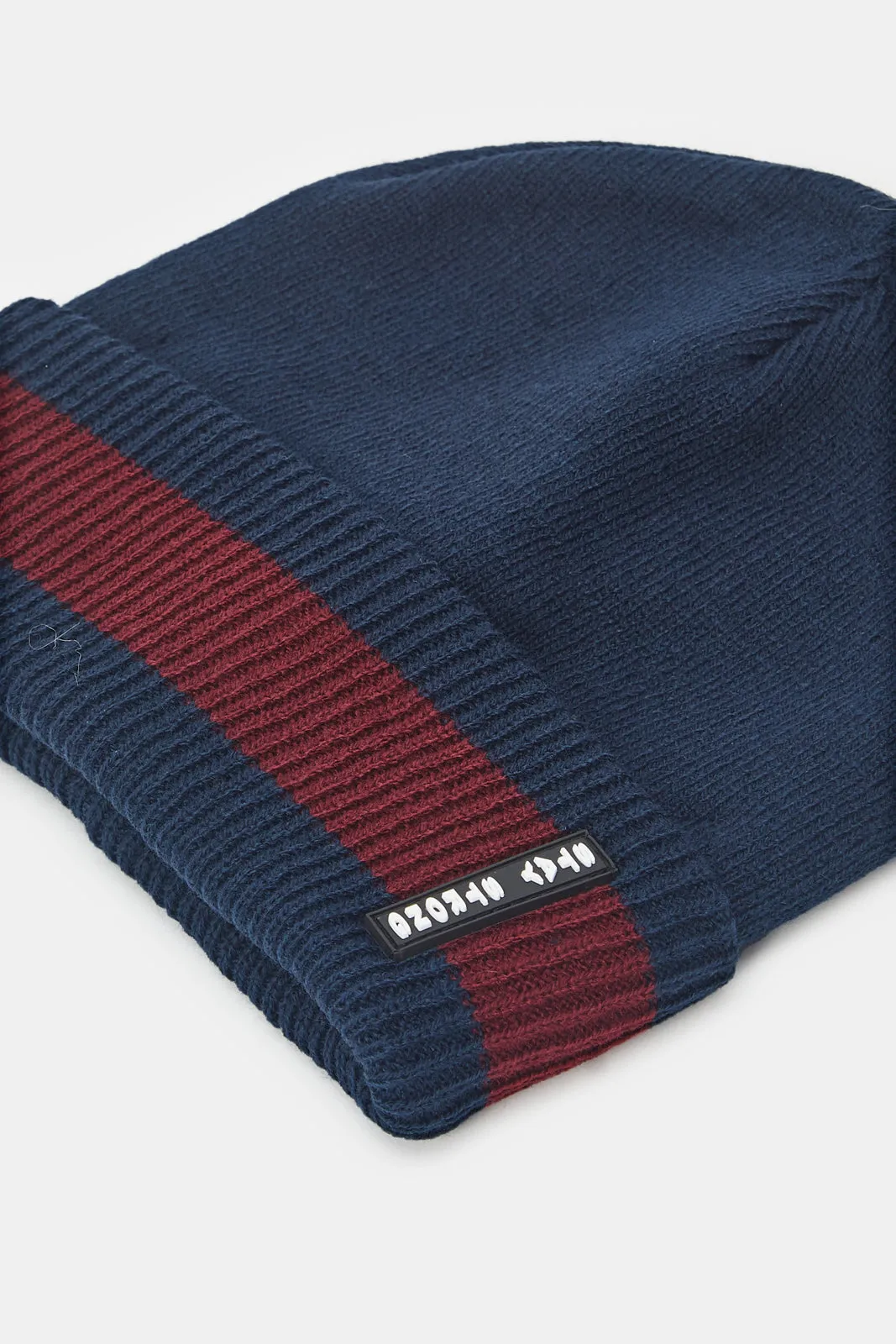 Men Black And Navy Knitted Cap Set (Pack Of 2)