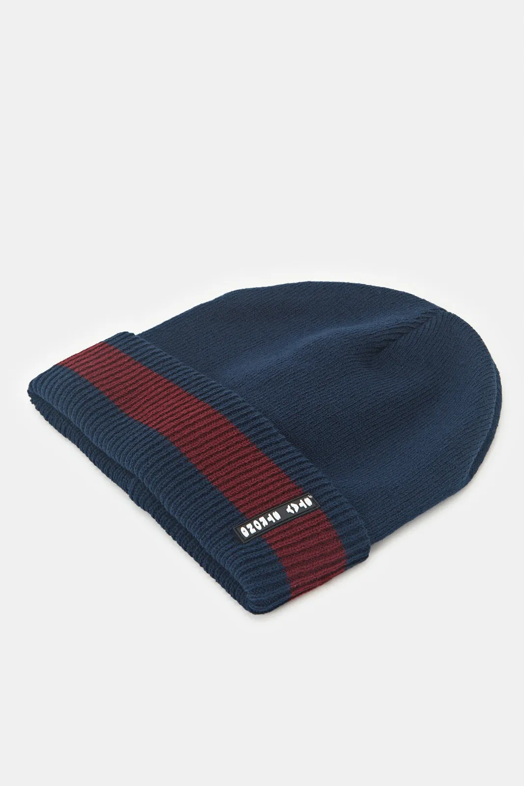 Men Black And Navy Knitted Cap Set (Pack Of 2)