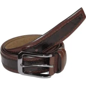 Men Genuine Leather Belt PIERO ROSSI Turkey Crocodile print Stitched 3071 Brown