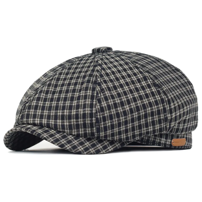 Mesina Plaid Cotton Newsboy Cap