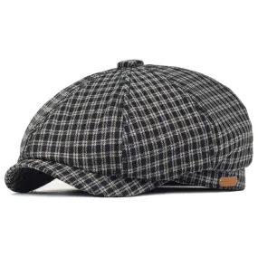 Mesina Plaid Cotton Newsboy Cap