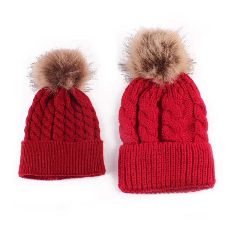 Mommy And Me Beanies Winter Hats Matching Knitted Beanies- Mother Daughter Beanies