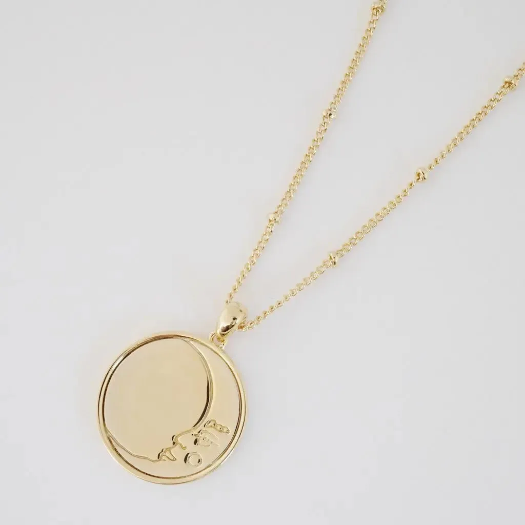 Moon Face Pendant Necklace