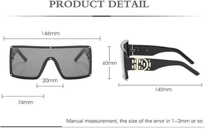 NEW Cool One Piece Sunglasses Women Square Shades Sun Glasses For Men Vintage Gradient Eyeglass UV400, Black, Retails $46