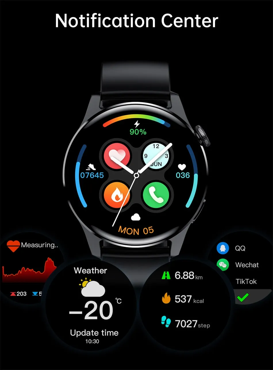 New For HUAWEI Smart Watch Men Waterproof Heart rate Sport Fitness Tracker Bluetooth Call Smartwatch Man For Android IOS