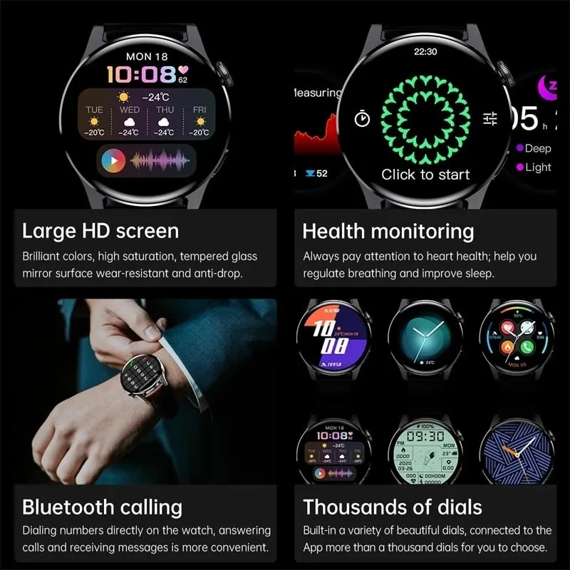 New For HUAWEI Smart Watch Men Waterproof Heart rate Sport Fitness Tracker Bluetooth Call Smartwatch Man For Android IOS