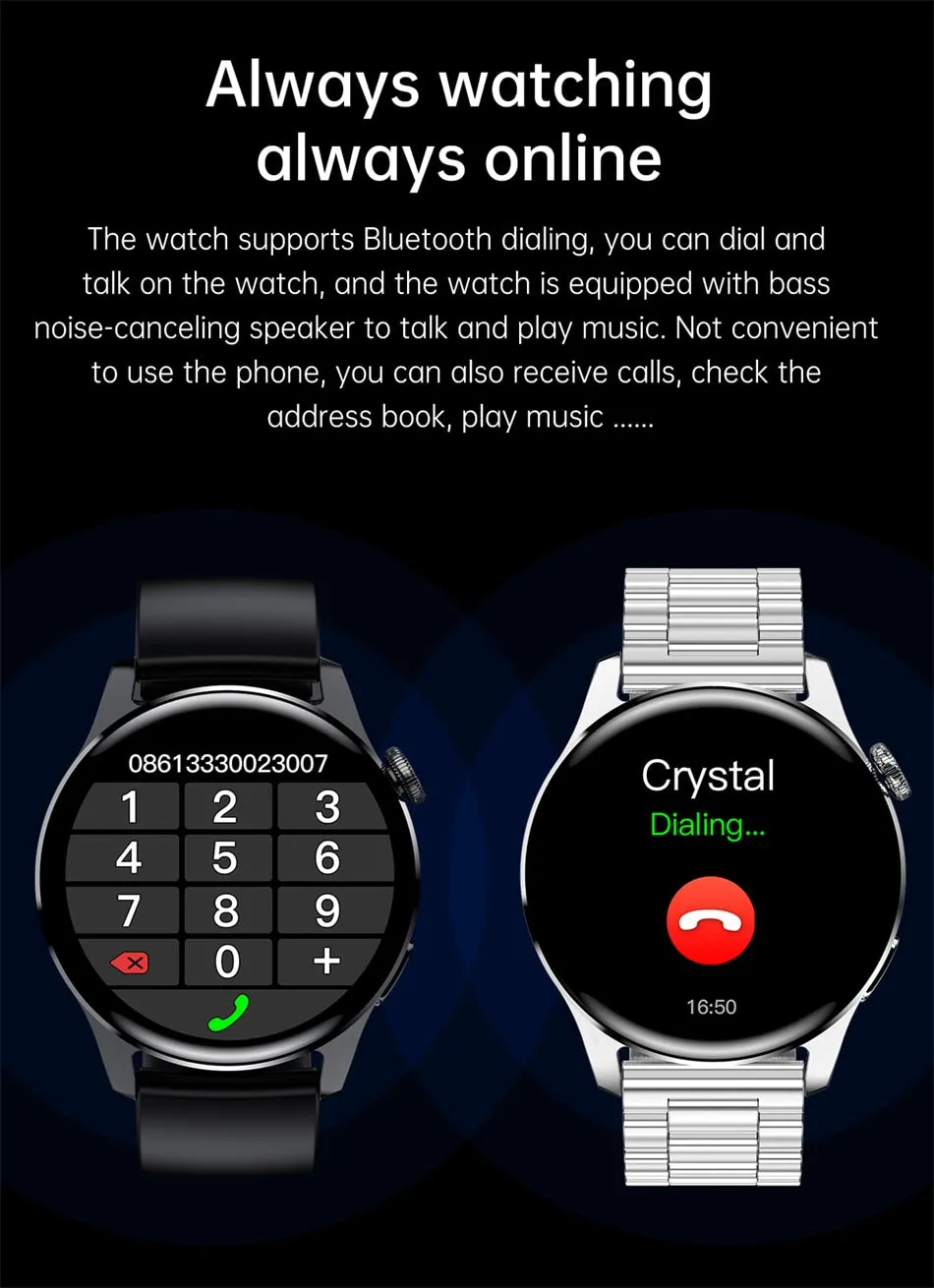 New For HUAWEI Smart Watch Men Waterproof Heart rate Sport Fitness Tracker Bluetooth Call Smartwatch Man For Android IOS