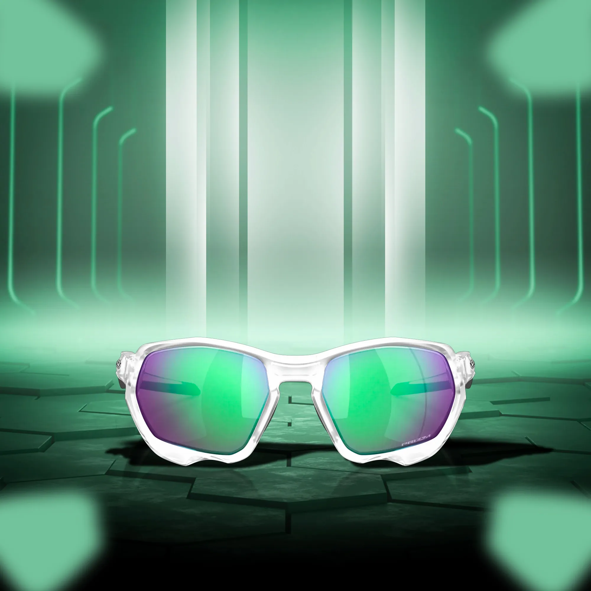 Oakley Plazma Matte Clear Prizm Road Jade Sunglass