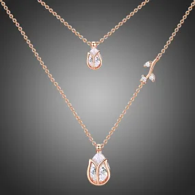Pear Cut Clear Cubic Zirconia Necklace KPN0249