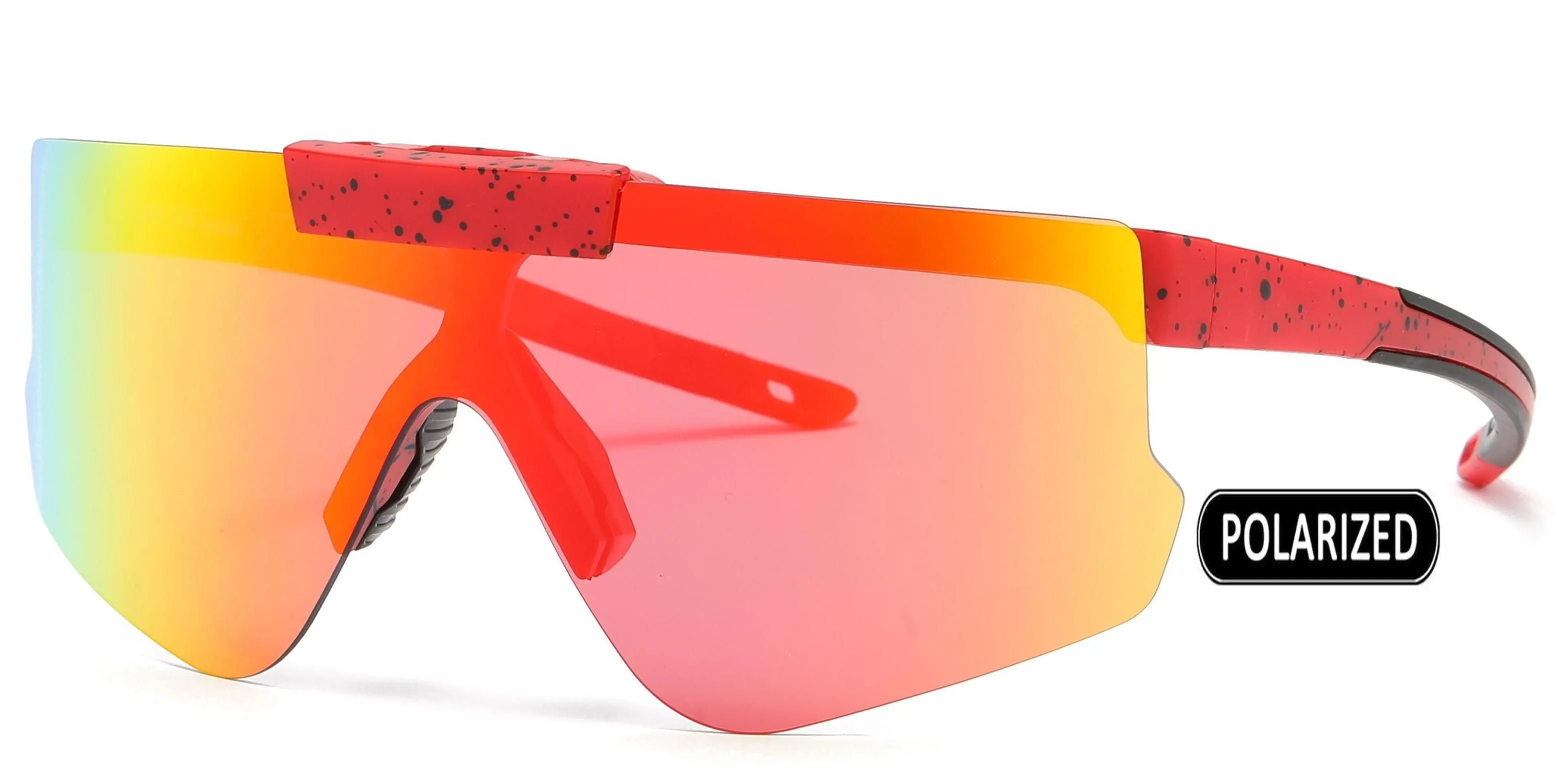 PL 5229 -  Polarized Sports Shield Flip Up Lens Plastic Sunglasses
