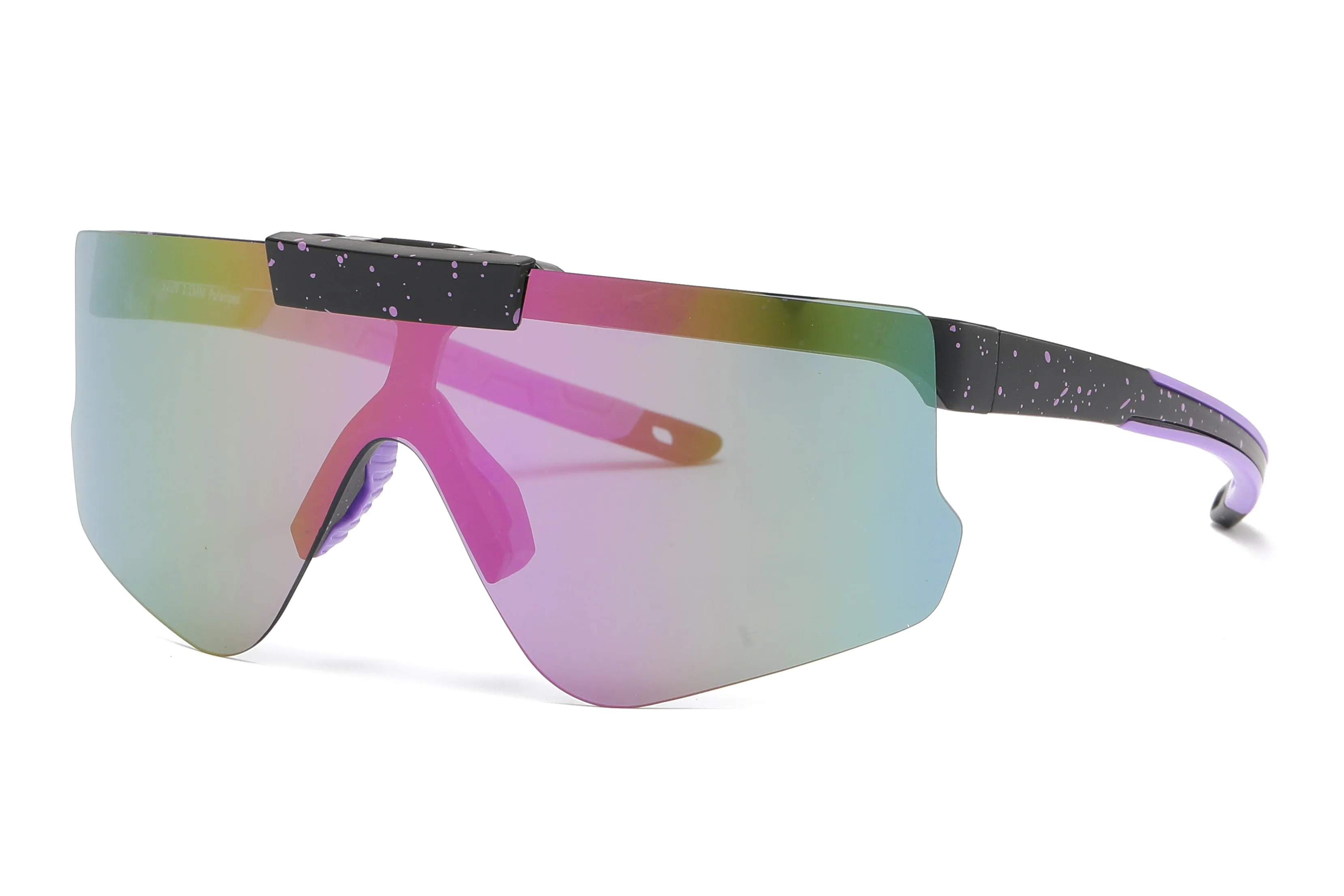 PL 5229 -  Polarized Sports Shield Flip Up Lens Plastic Sunglasses